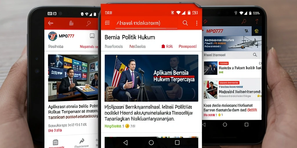 Tampilan aplikasi MPO777 dengan antarmuka berita politik hukum.