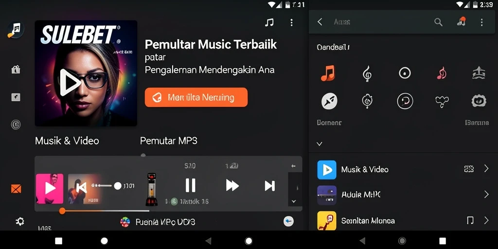 Tampilan antarmuka SULEBET yang bersih dan modern untuk Pemutar MP3.