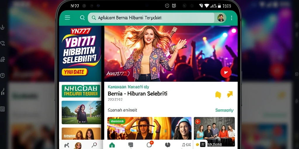 Antarmuka YN777 yang menampilkan berita hiburan selebriti terbaru.
